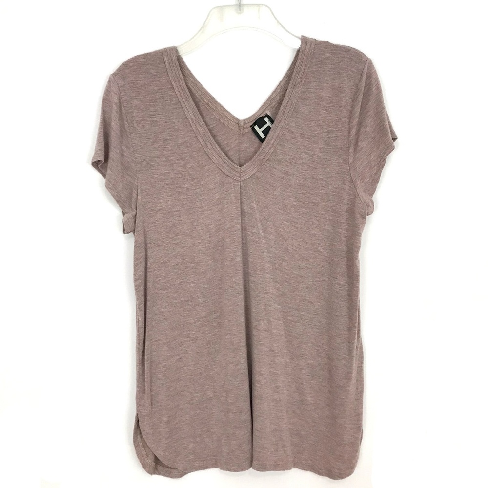 H by Bordeaux V neck & back marl tee top knit